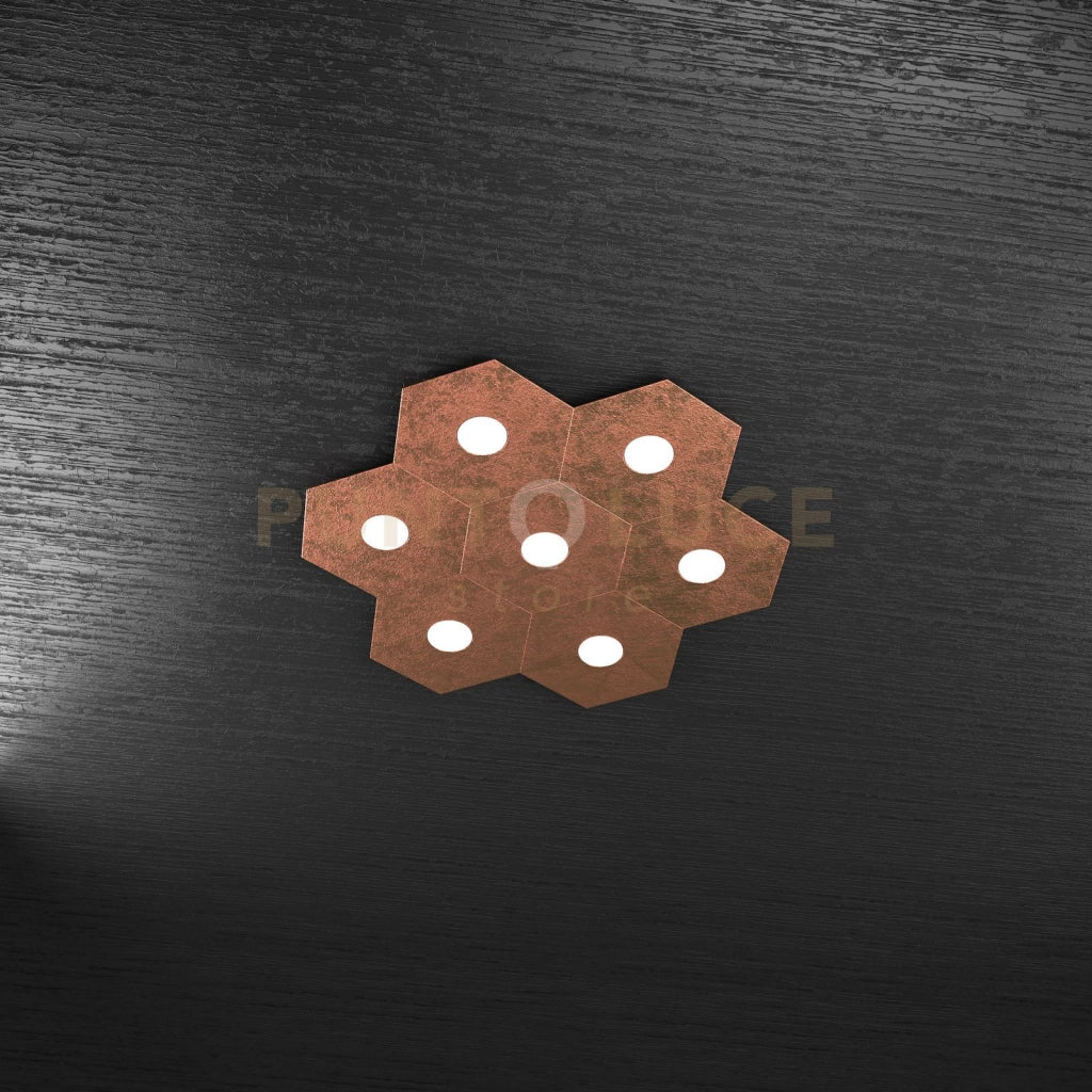 HEXAGON APPLIQUE-PLAFONIERA 7 LUCI FOGLIA RAME 1142-7L-FR