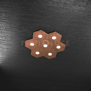 HEXAGON APPLIQUE-PLAFONIERA 7 LUCI FOGLIA RAME 1142-7L-FR