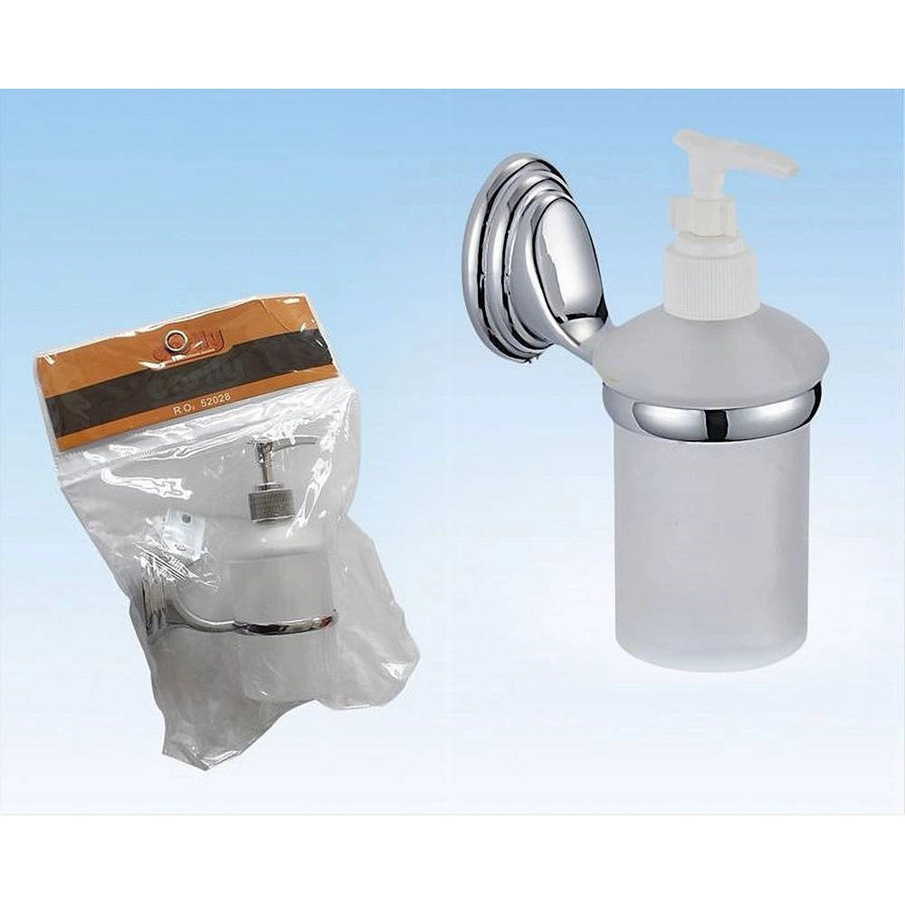 Trade Shop - Dispenser Porta Sapone Liquido Vetro Satinato Fissaggio Parete Bagno Circle 52028 -
