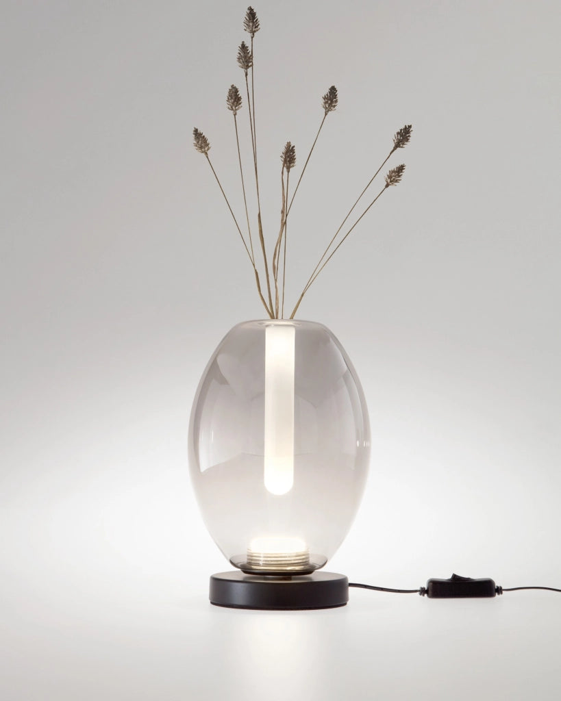 Lampada da Tavolo Tully LED 7W con Struttura in Metallo e Vetro Borosilicato Grigio Chiaro, Regolazione Touch e CCT 2700K/3000K/4000K - Tully