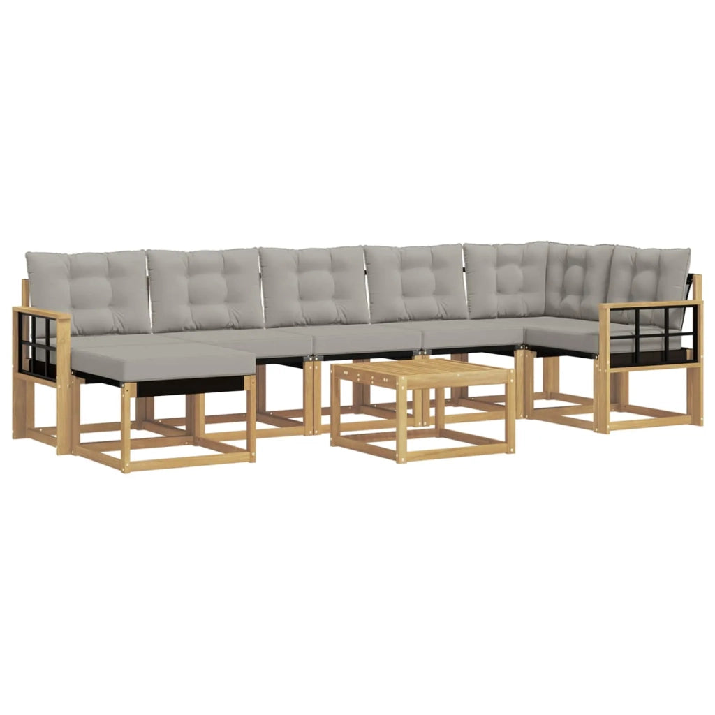 Set di divani da esterno 8 pcs Bianco e Grigio Chiaro