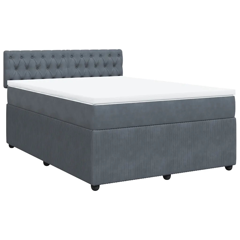 Giroletto a Molle con Materasso Grigio Scuro 140x190 cm Velluto
