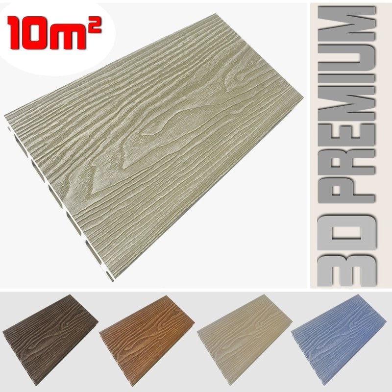 Listone WPC 3D 10m² per pavimentazione decking colore Cream effetto legno listone 146x2200mm spessore 25mm
