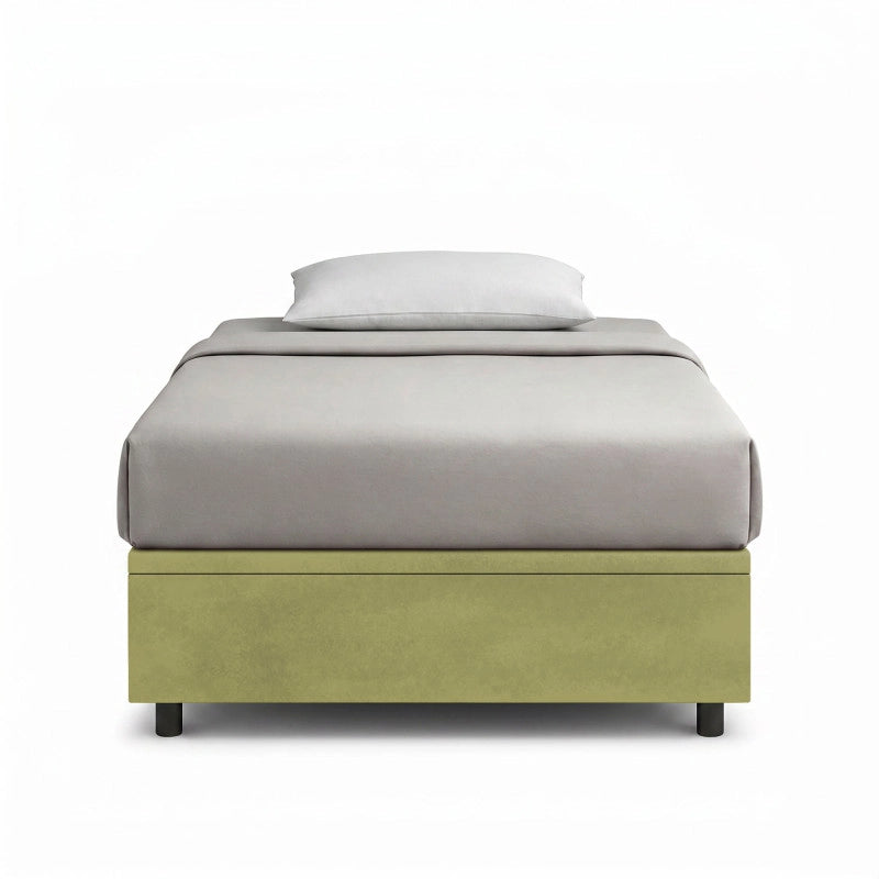 Letto imbottito Singolo 80x190 cm BoxMax - Contenitore,Microfibra,Tè verde