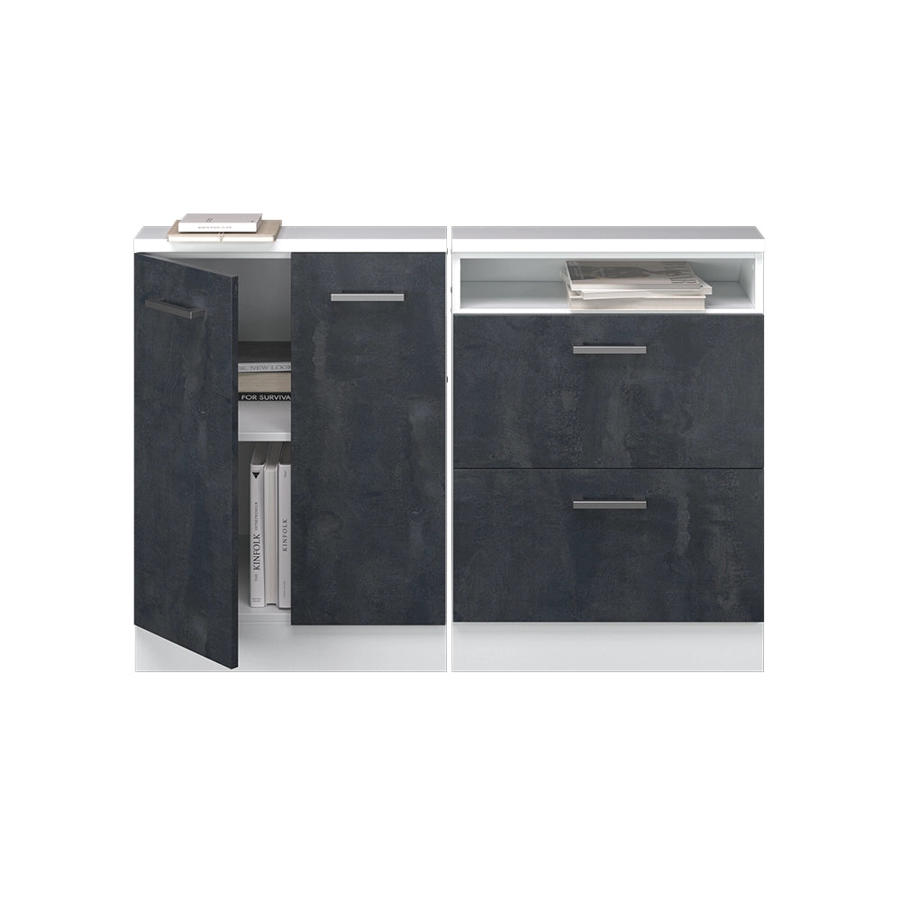 Set di mobili sottotetto Rion Calce nera/Bianco Set di 2 Vicco