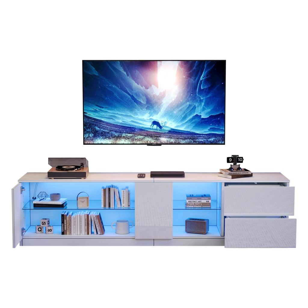 Mobile TV con LED ¨C MINIMAL ¨C Bianco Lucido, 160x40x52 cm
