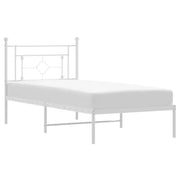 Letto singolo | Letto per adulti | Giroletto con Testiera Metallo Bianco 90x200 cm