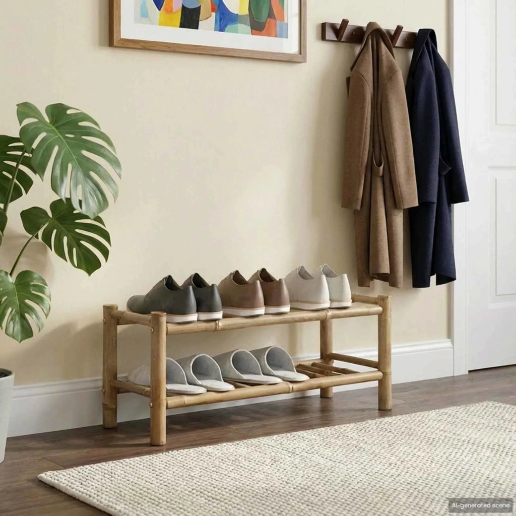 Scarpiera | Mobile per scarpe con lo scaffale Naturale 68 x 28 x 30 cm Bamb¨´