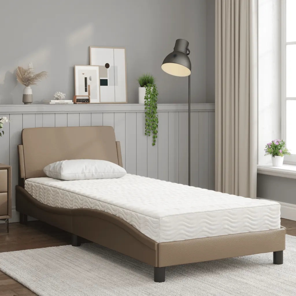 Letto con Materasso Dover Cappuccino 80x200 cm Similpelle 3208301