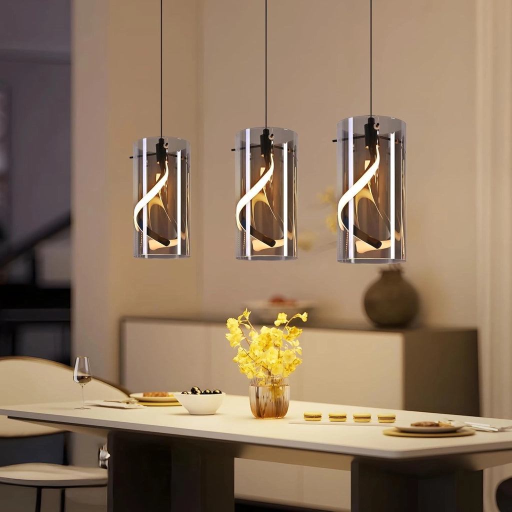 Lampada a Sospensione ZMH LED 3 Fiamme 33w Grigio Altezza Regolabile Per Soggiorno