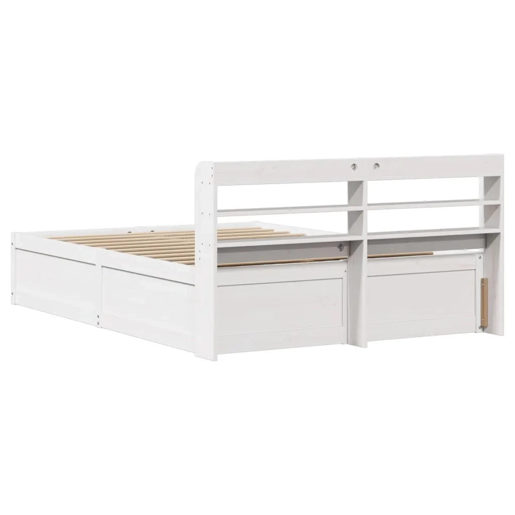 Giroletto con Testiera-Struttura Letto con testiera Bianco 140x200 cm Legno Massello di Pino 322777