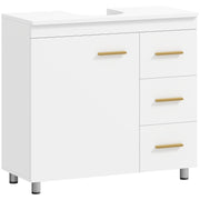 Mobile bagno sottolavabo con 2 ante; 3 cassetti e chiusura ammortizzata per bagno in MDF 70×30×65 cm bianco