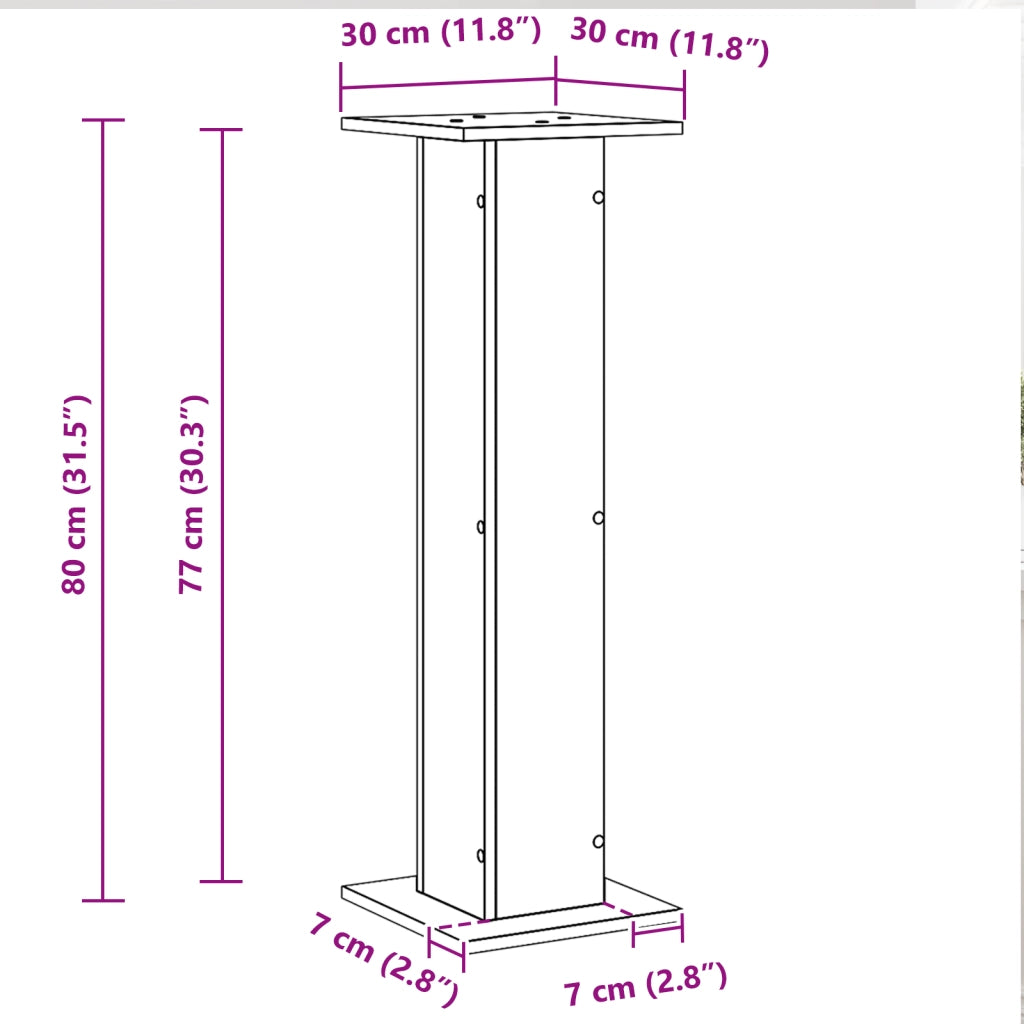 Supporti per altoparlanti  2 pz Rovere Nero 30x30x80 cm Legno ingegnerizzato