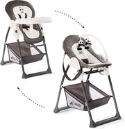 Seggiolone per bambini con letto e sedile per bambini in crescita, fino a 15 kg, struttura in legno con ruote e cesto, tavolo per pasti, pieghevole
