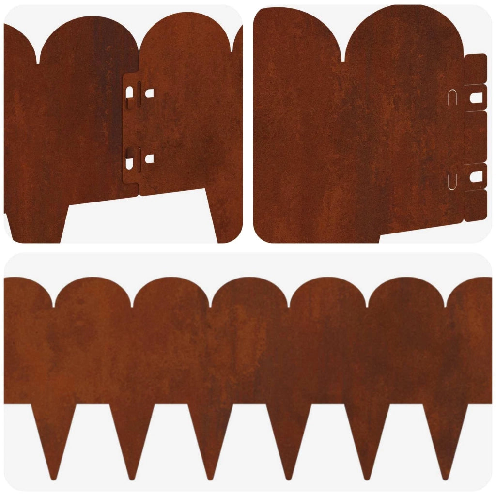 Bordura per Prato 10 pcs 103 x 20 cm Acciaio Ruggine 8008690