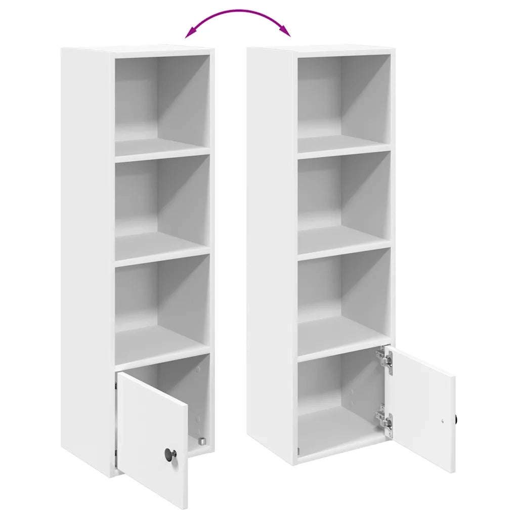 Libreria-Scaffale per Libri-Mobile di Stoccaggio Bianca 31x24x102 cm in Legno Multistrato