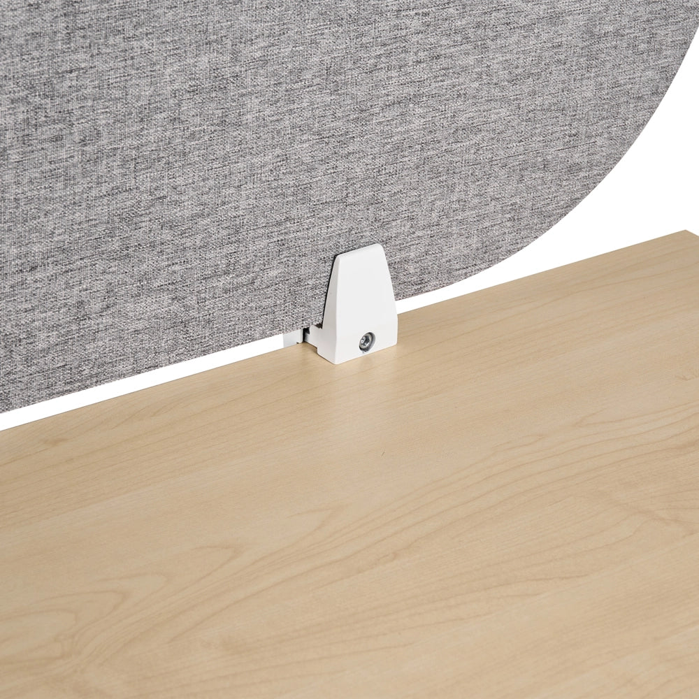 Pannello divisorio grigio chiaro in tessuto PET Board 180 x 40 cm Schermo acustico Morsetti di montaggio modulari Casa Ufficio