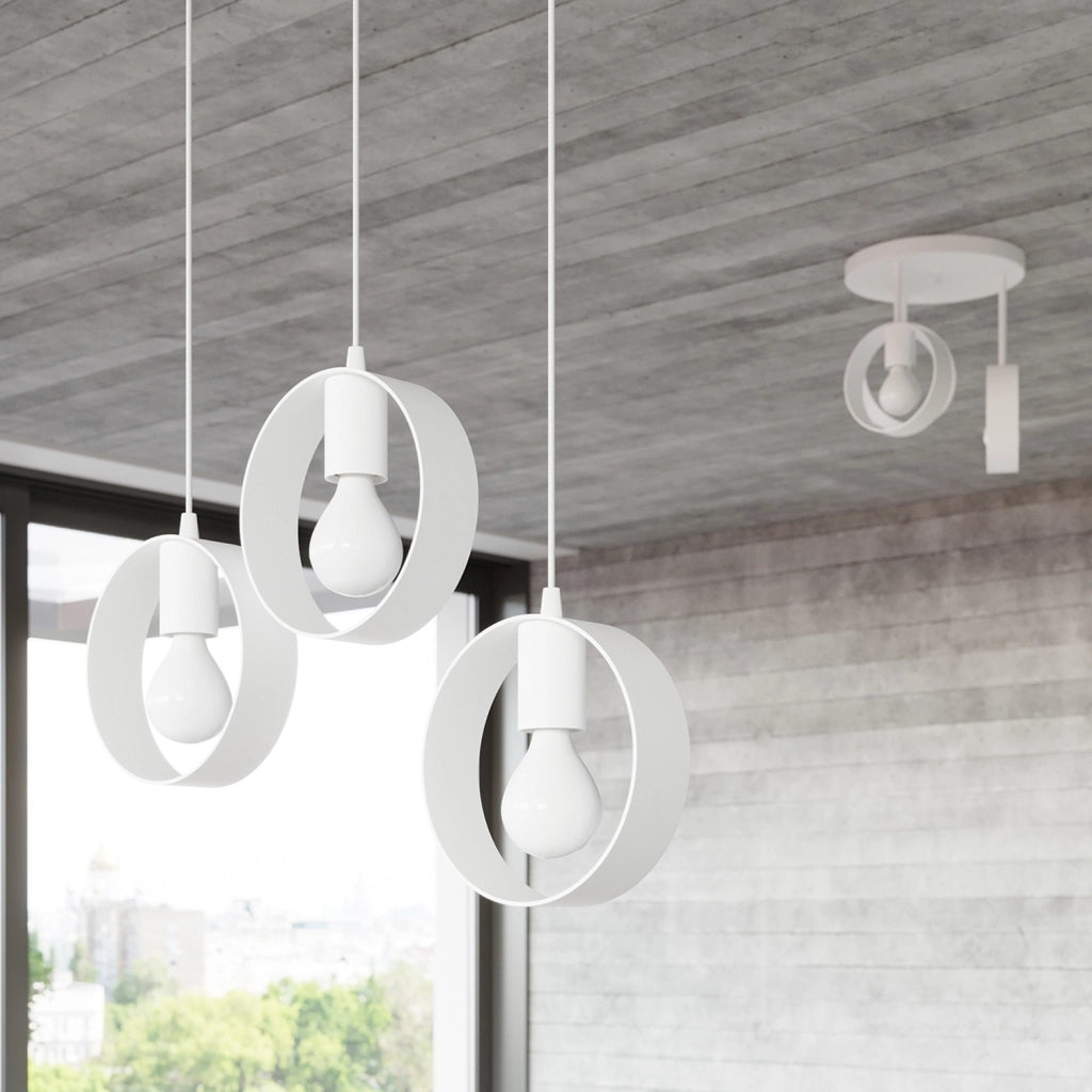 Pure Lume LOFTEN lampadario anello bianco metallo 3xE27