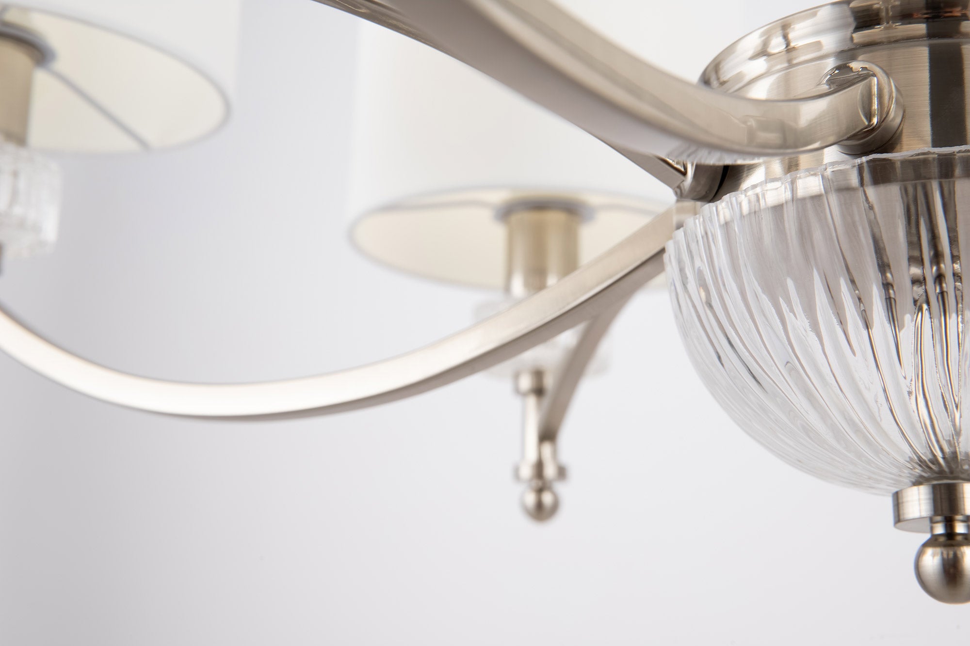 Lampadario Neoclassic in Metallo e Vetro Alicante Nickel