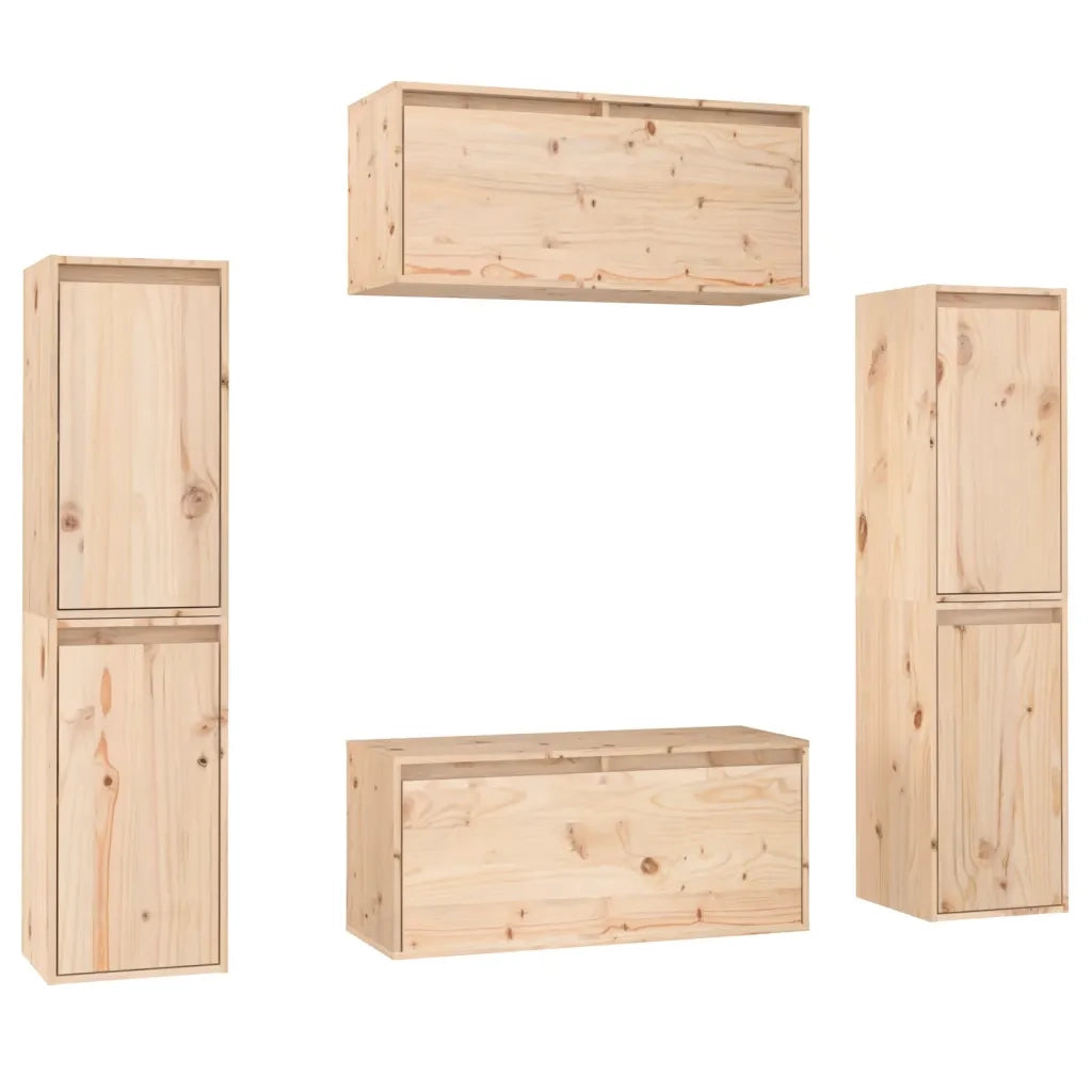 Mobili Porta TV 6 pz in Legno Massello di Pino 3100264