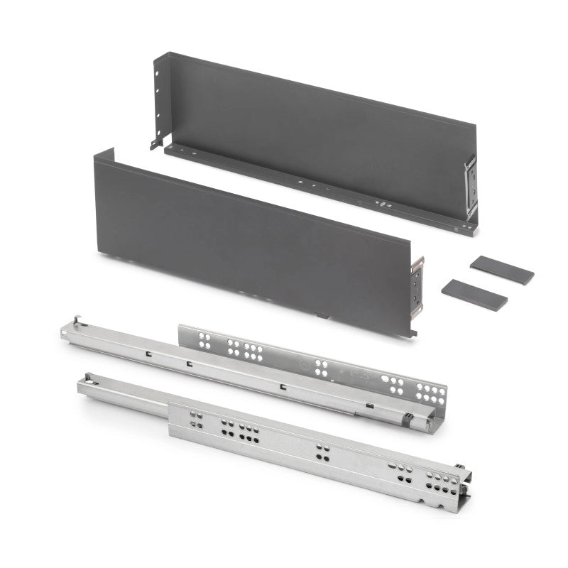Cassetto esterno Protone 30kg, guide di estrazione totale con una chiusura soft, altezza 93mm, profondità 270mm, Acciaio