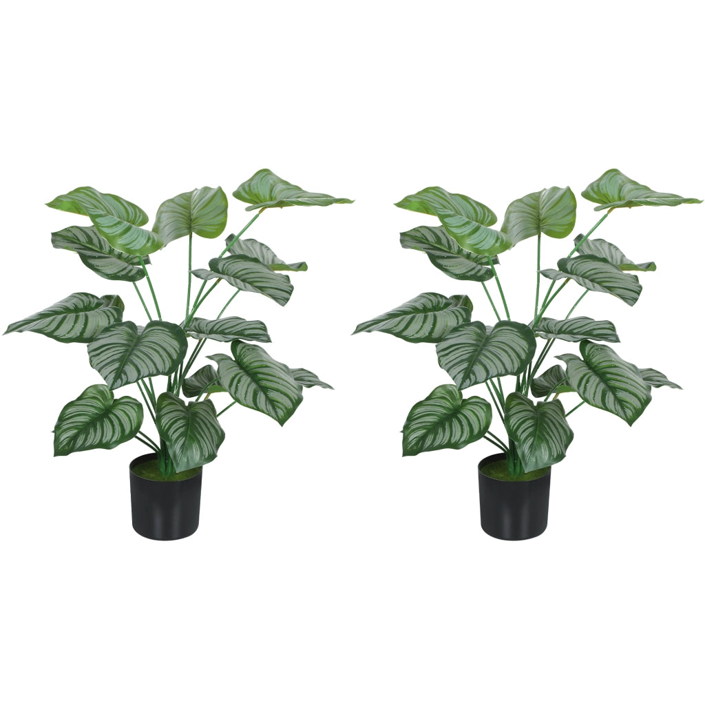2 Piante Artificiali da Interni 65 cm ¨C zephmum ¨C Verde con Vaso in Plastica