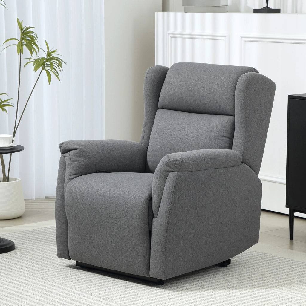 Poltrona Relax Reclinabile con Funzione Liegefunktion, Tessuto Lino, Grigio Scuro