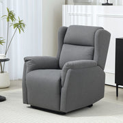Poltrona Relax Reclinabile con Funzione Liegefunktion, Tessuto Lino, Grigio Scuro