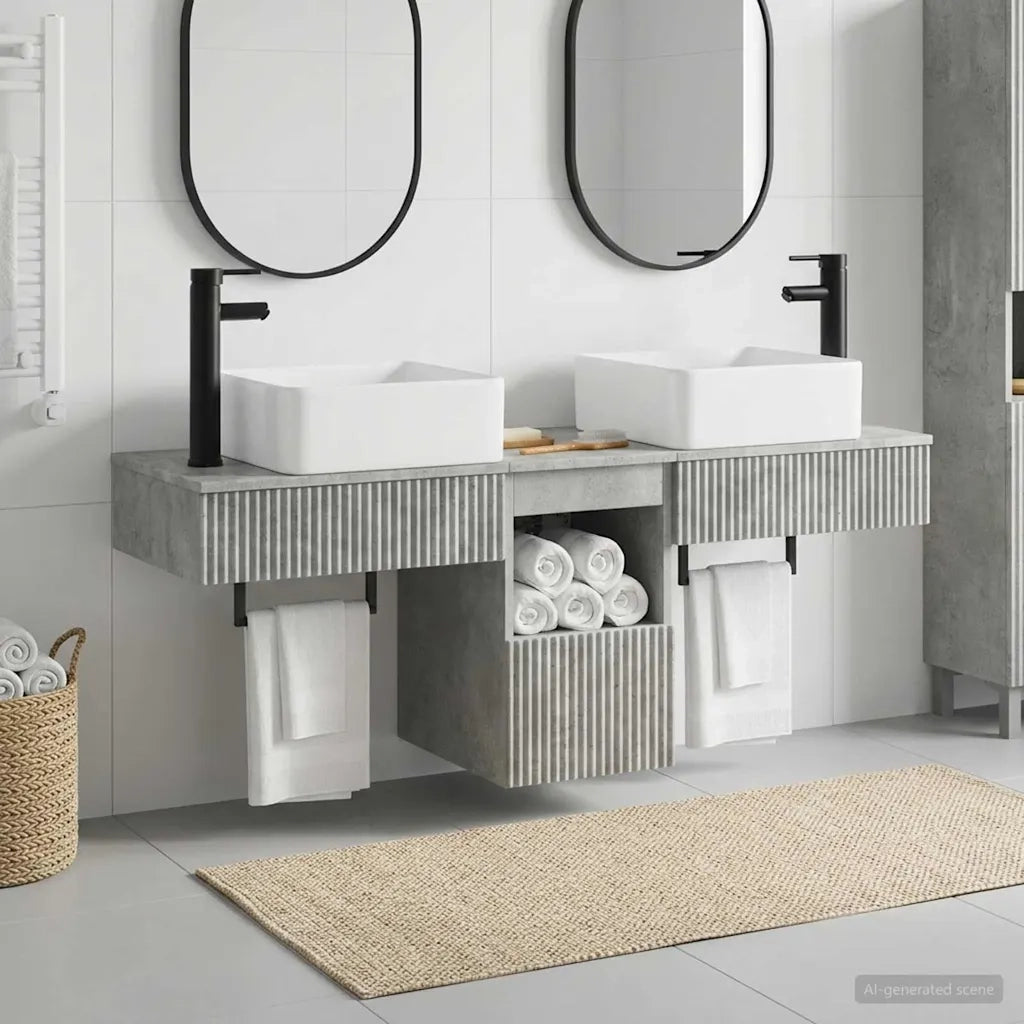 Set di mobili per il bagno 3 pz Grigio Cemento 3405600