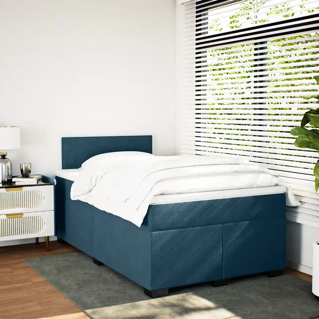 Giroletto a Molle con Materasso Blu Scuro 120x200 cm in Velluto