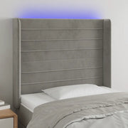 Testiera a LED-Testata con LED Grigio Chiaro 103x16x118/128 cm in Velluto 922956