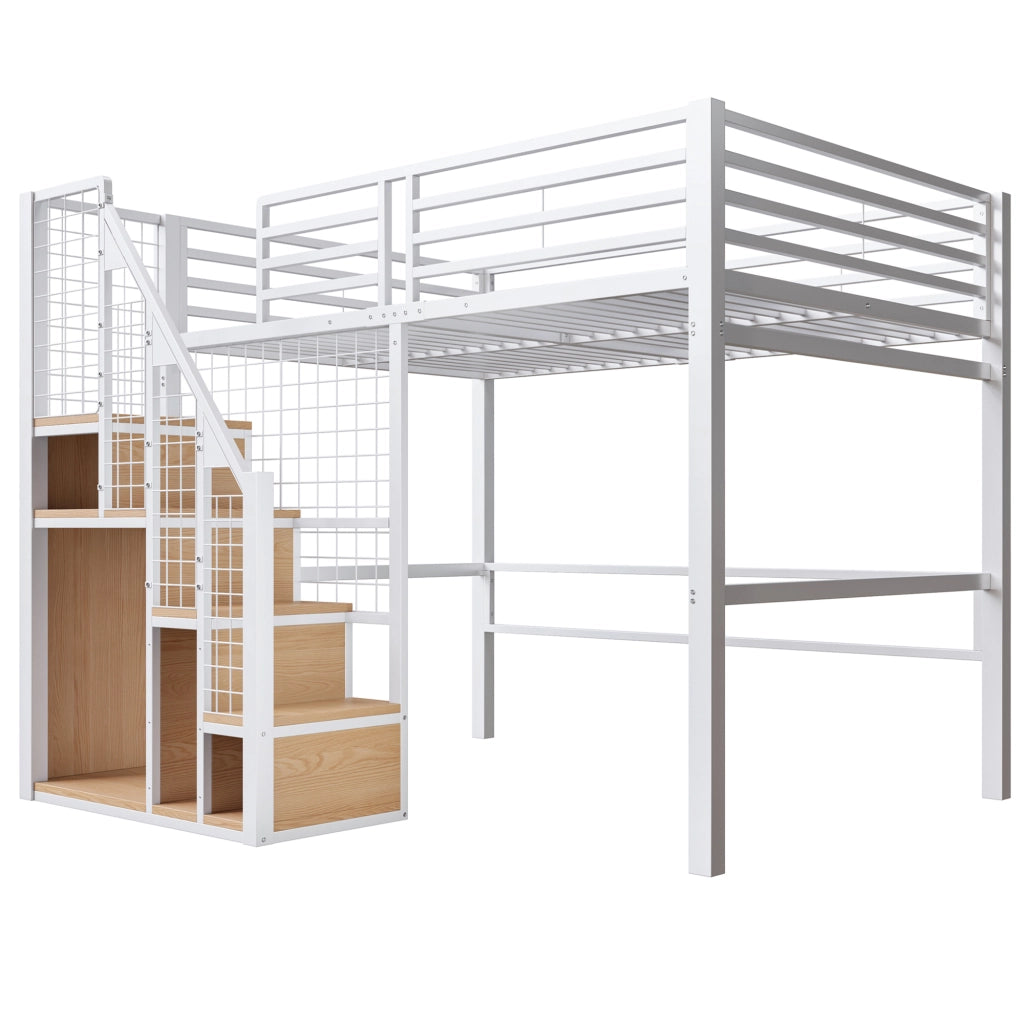 Letto a castello bianco con funzione contenitore in metallo 140x200 cm