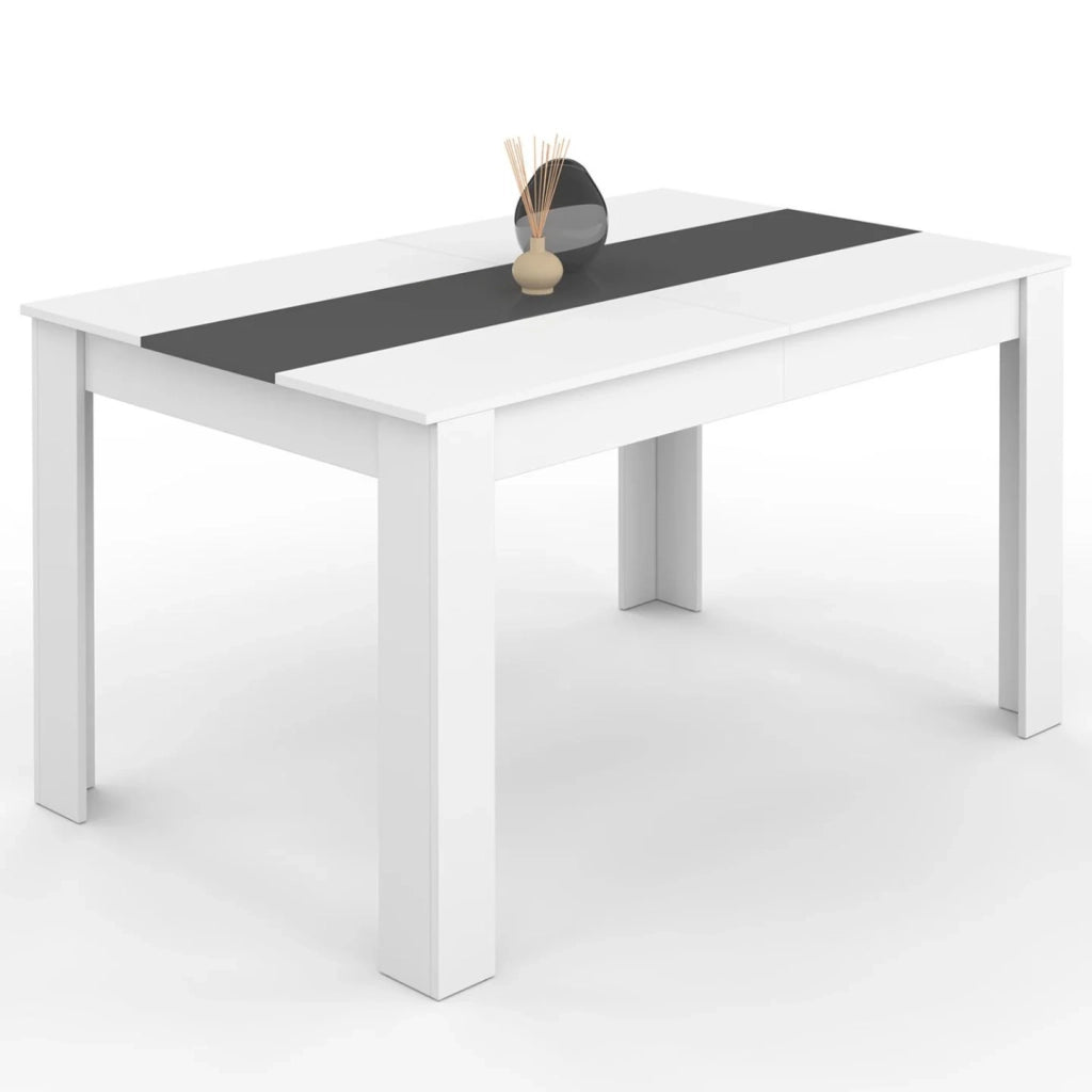 IDMarket - GEORGIA Tavolo da pranzo rettangolare per 6 persone bianco e grigio 140 x 80 cm