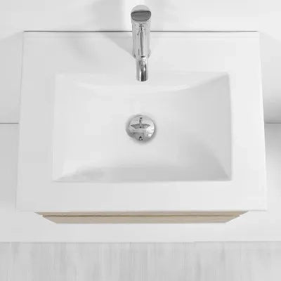 Mobile bagno sospeso 60 cm Duble rovere africa con lavabo e specchio