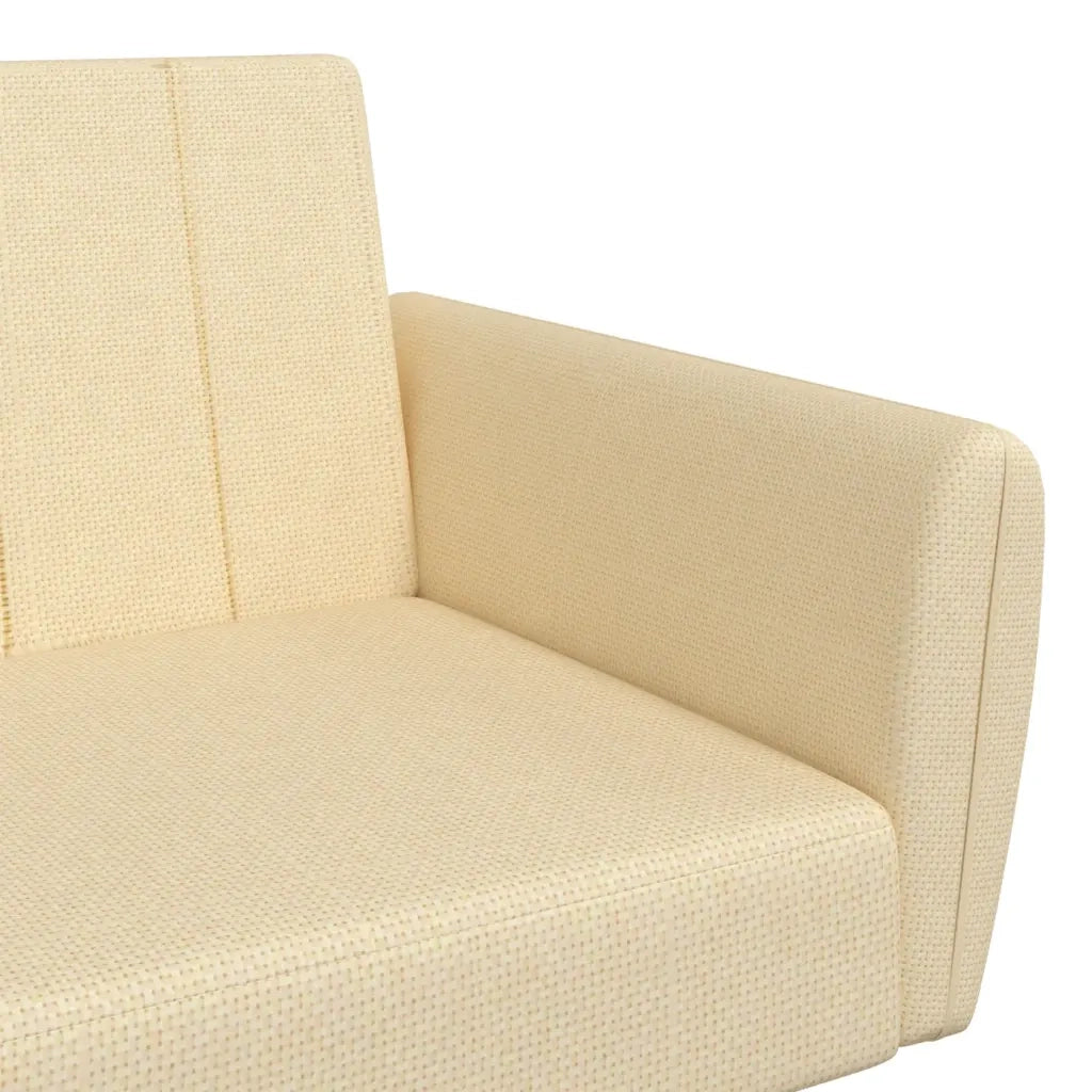 Divano Letto a 2 Posti Crema in Tessuto 375855