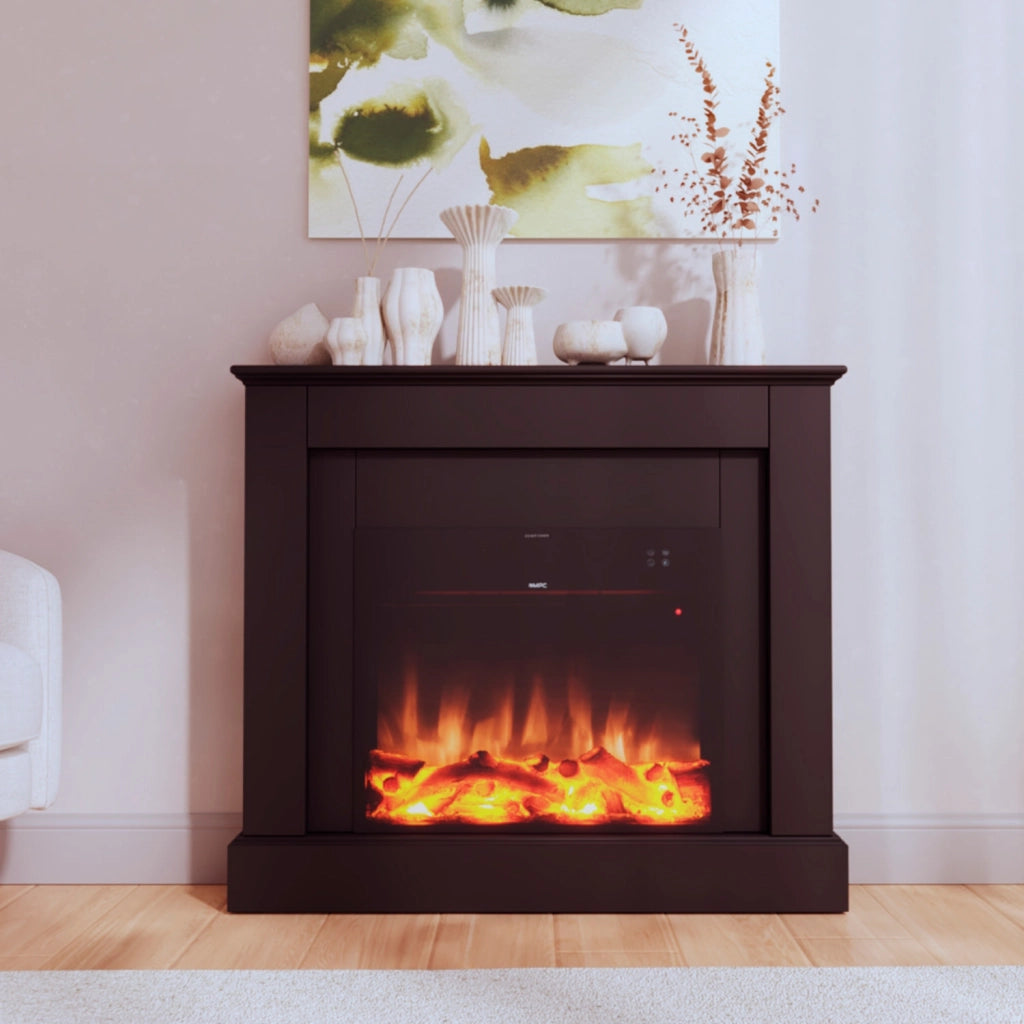 Mpc Camillo Nero Caminetto Elettrico Da Pavimento 100cm Rivestimento In Legno Nero 750w1500w Effetto Fiamma Led Ultra Realistico Termostato Automatico Telecomando Incluso Prodotto In Europa