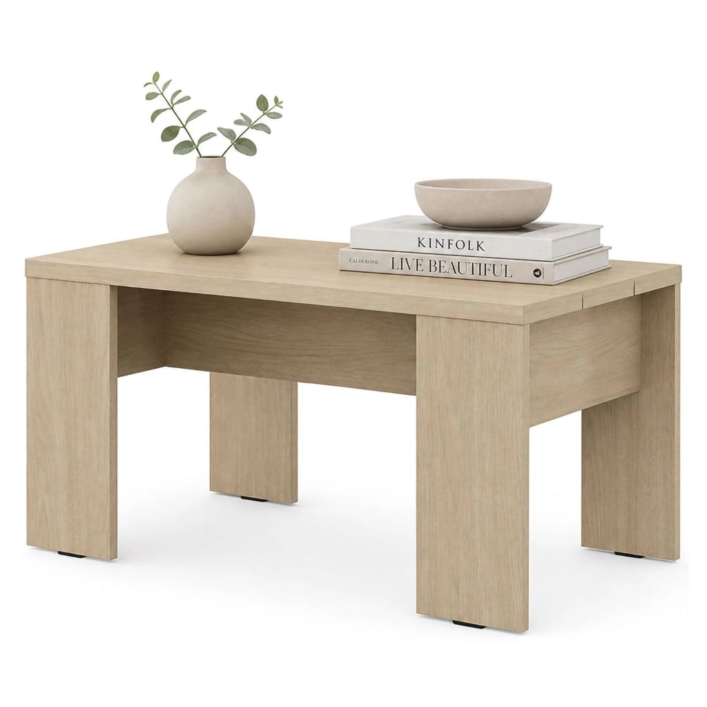 Riposto, Tavolino da Salotto Forma Rettangolare, 90x50x43h cm Marrone Rovere