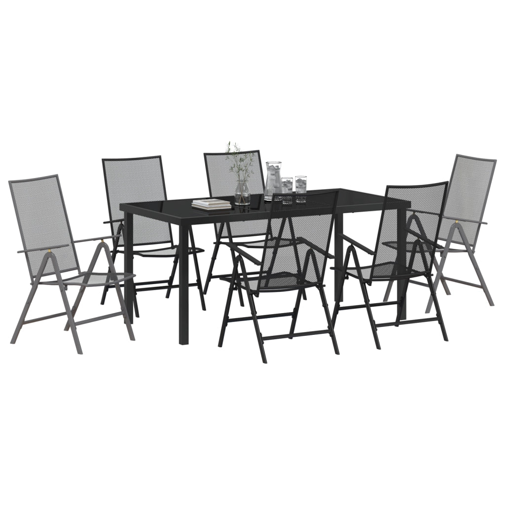 Set da pranzo da giardino 7 pezzi in acciaio antracite