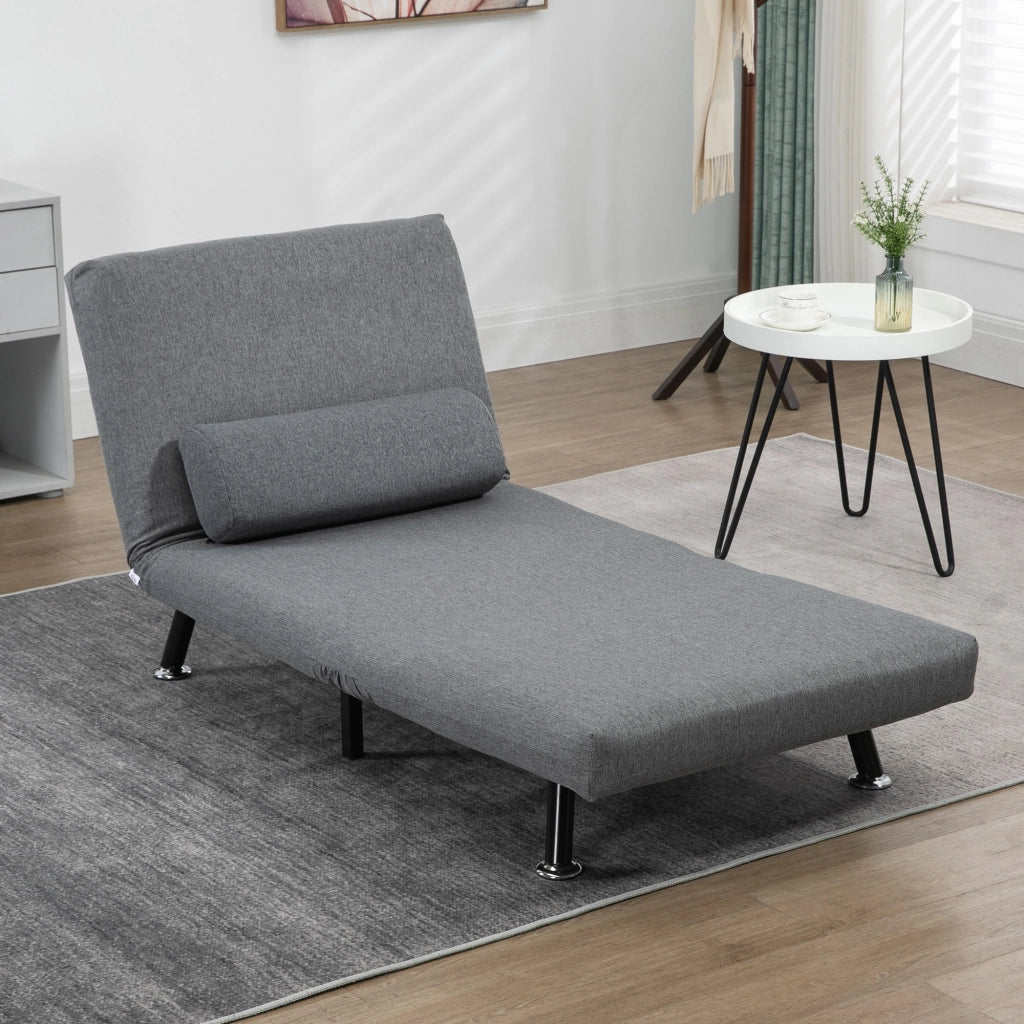 Poltrona letto, sedia pieghevole con funzione letto, schienale regolabile, grigio scuro