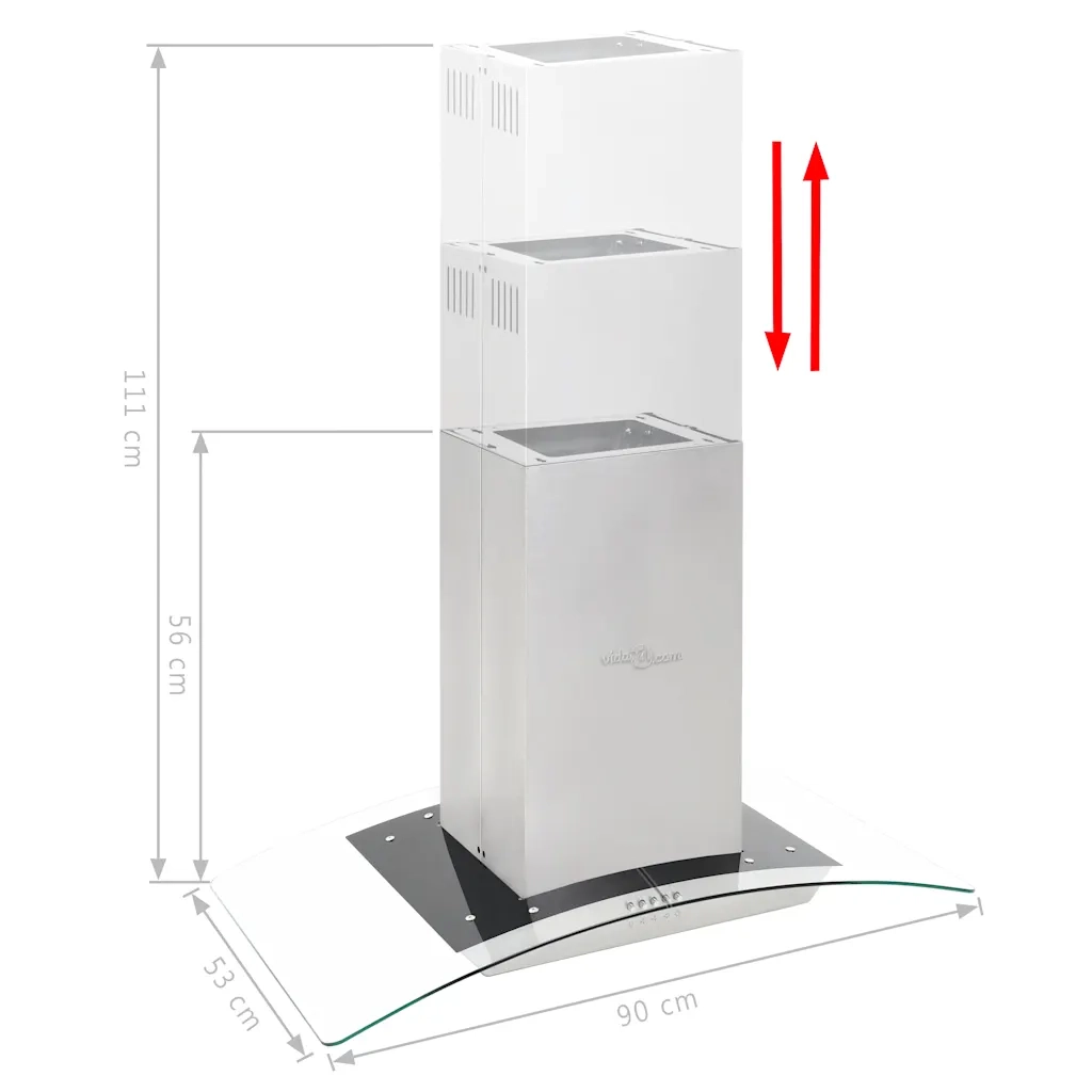 Cappa a Isola 90 cm in Acciaio Inossidabile 756 m³/h LED 50664