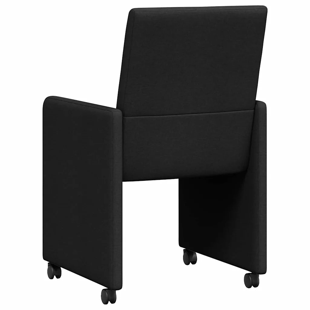Sedie da Pranzo con Ruote 2 pcs Nero 57 x 66 x 94 cm Tessuto