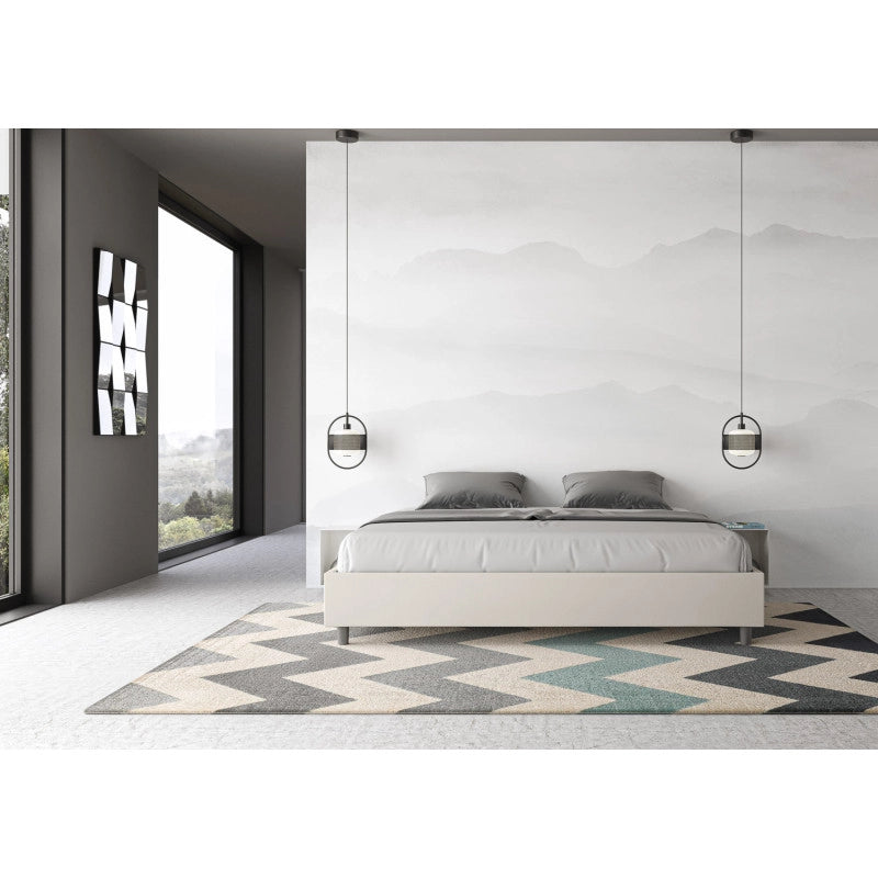 Letto imbottito Matrimoniale 200x200 cm Azelia - Bianco,Similpelle,Con rete