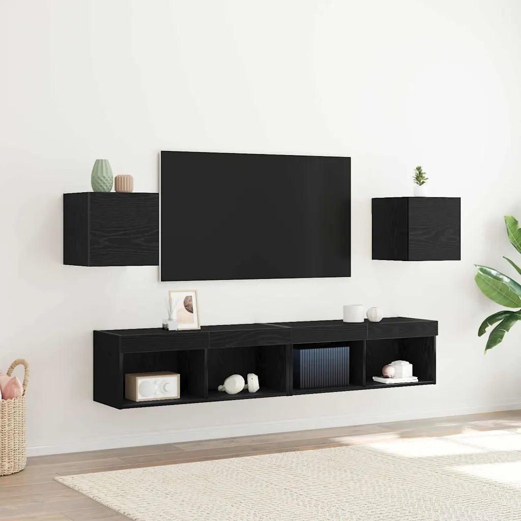 Mobile TV da parete 2 pz | Armadietto TV | Mobile Porta TV Rovere Nero 30,5 x 30 x 30 cm