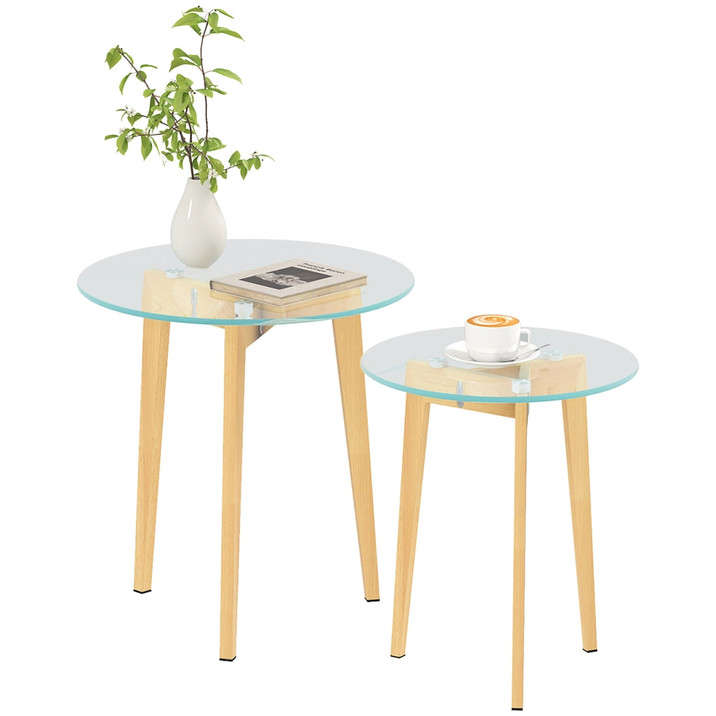 Set Tavolini Moderni ¨C zephmum ¨C Vetro Temperato Acciaio 50x45 40x40