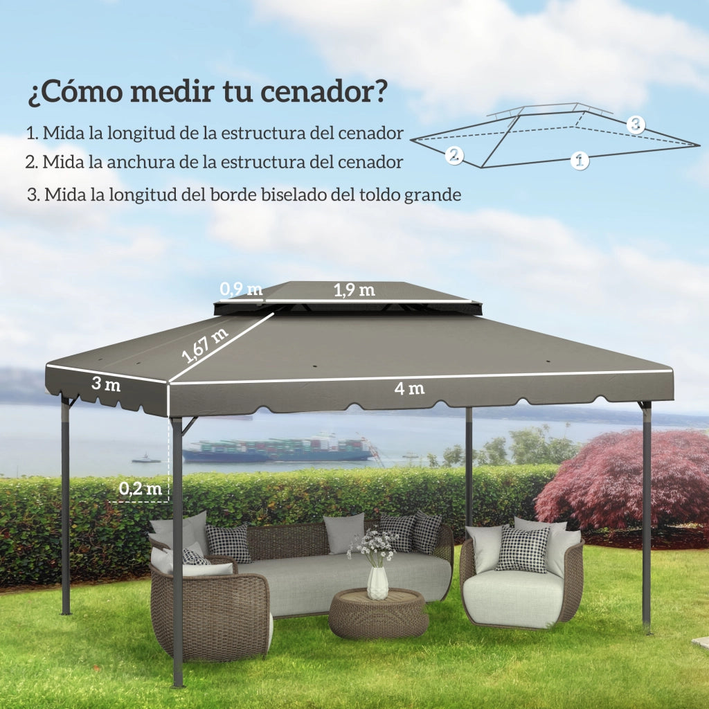 Toldo da giardino ¨C zephmum ¨C 4x3 m grigio chiaro
