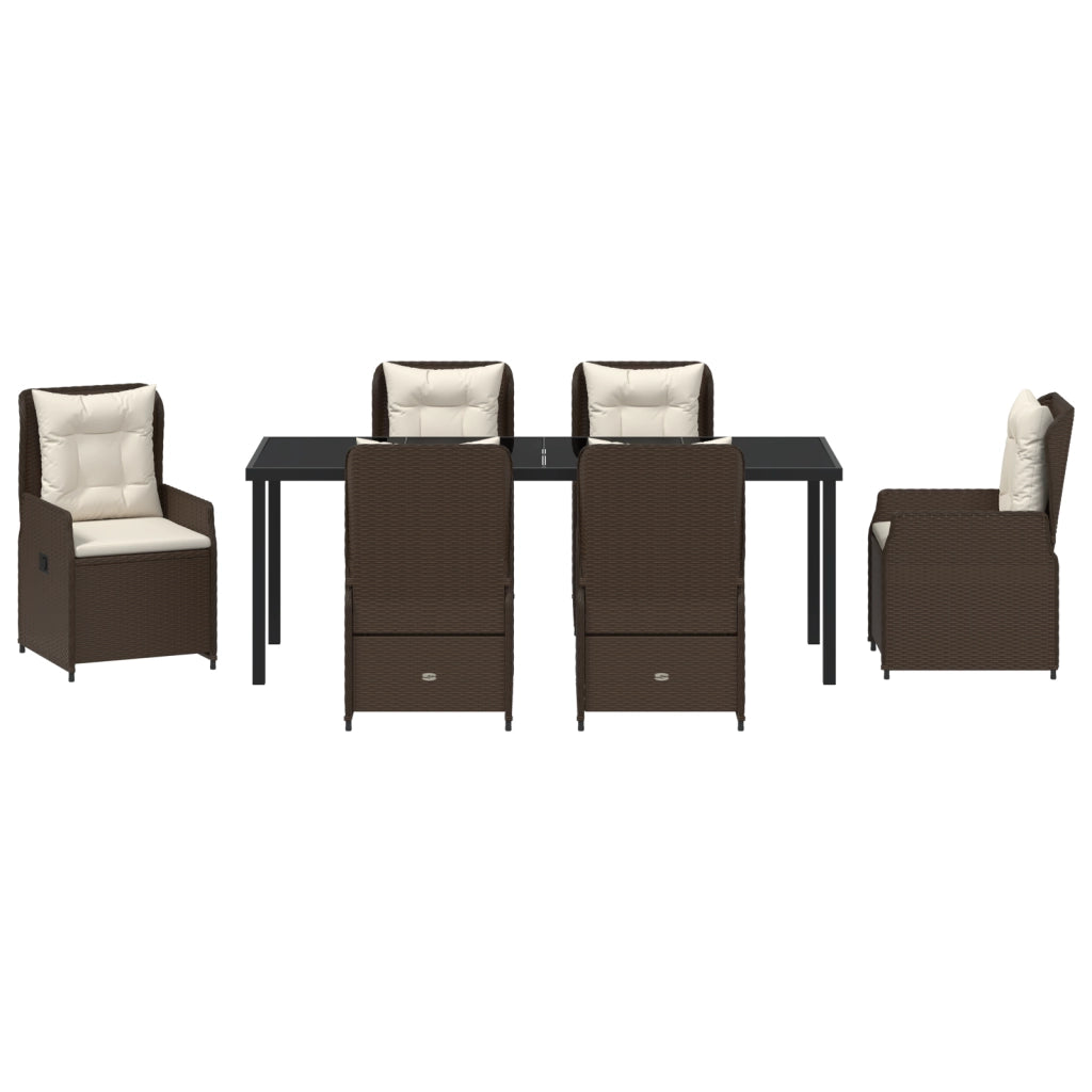 Set da Pranzo da Giardino  da 7 Pezzi Marrone Polyrattan