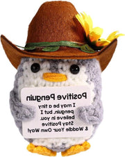 Accessorio di Decorazione per Emozionale Supporto - Cappello da Cowboy con Fiori di Zinnia e Crochet di Pinguino - Ideale per Regali di Compleanno o di Fine Corso