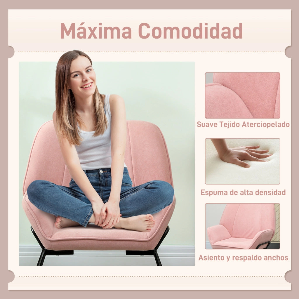 Poltrona in Velluto con Gambe in Metallo ¨C Xylo ¨C Rosa