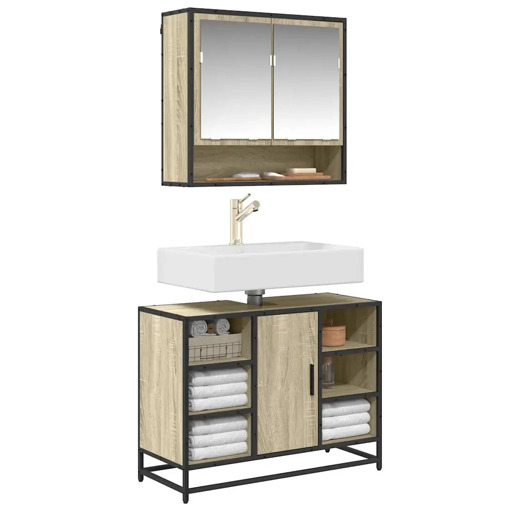 Mobile Lavabo Bagno Rovere Sonoma 60x30x60 cm Legno Multistrato