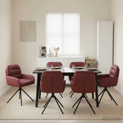 Sedie da pranzo girevoli 6 pcs Similpelle Rosso Vino 3428267